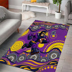 Melbourne Storm Area Rug Aboriginal Dot Pattern - Rugby Mascot Heritage Pride
