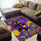 Melbourne Storm Area Rug Aboriginal Dot Pattern - Rugby Mascot Heritage Pride
