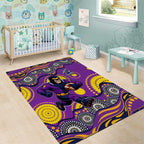 Melbourne Storm Area Rug Aboriginal Dot Pattern - Rugby Mascot Heritage Pride