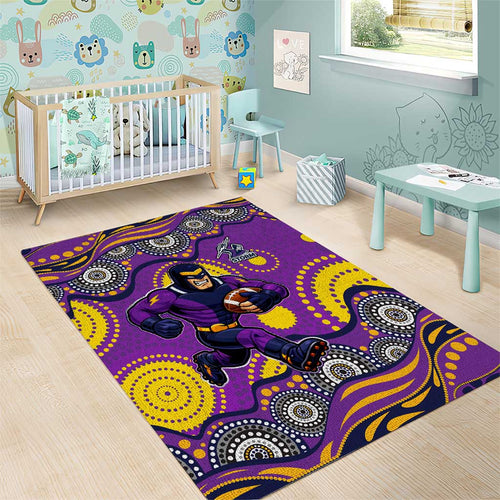 Melbourne Storm Area Rug Aboriginal Dot Pattern - Rugby Mascot Heritage Pride