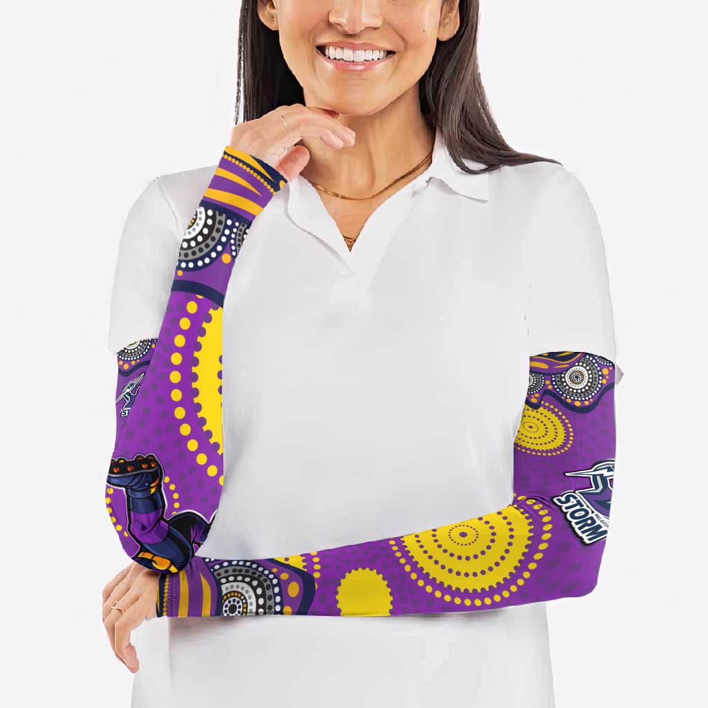 Melbourne Storm Arm Sleeves Aboriginal Dot Pattern - Rugby Mascot Heritage Pride