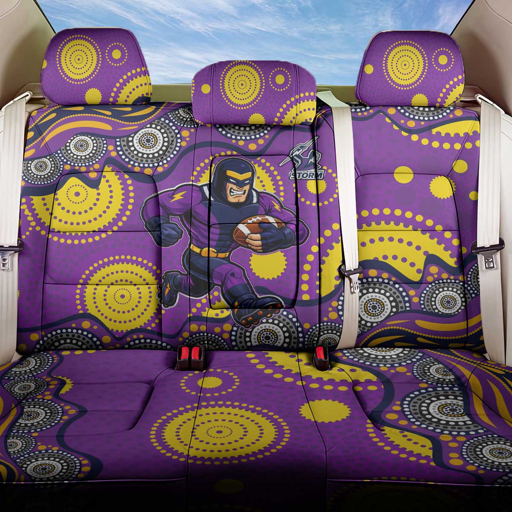 Melbourne Storm Back Car Seat Cover Aboriginal Dot Pattern - Rugby Mascot Heritage Pride