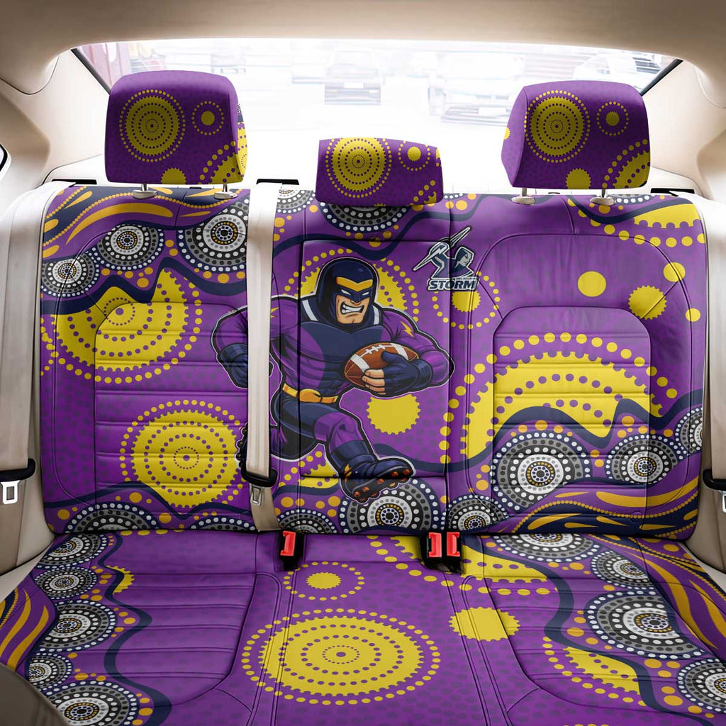 Melbourne Storm Back Car Seat Cover Aboriginal Dot Pattern - Rugby Mascot Heritage Pride