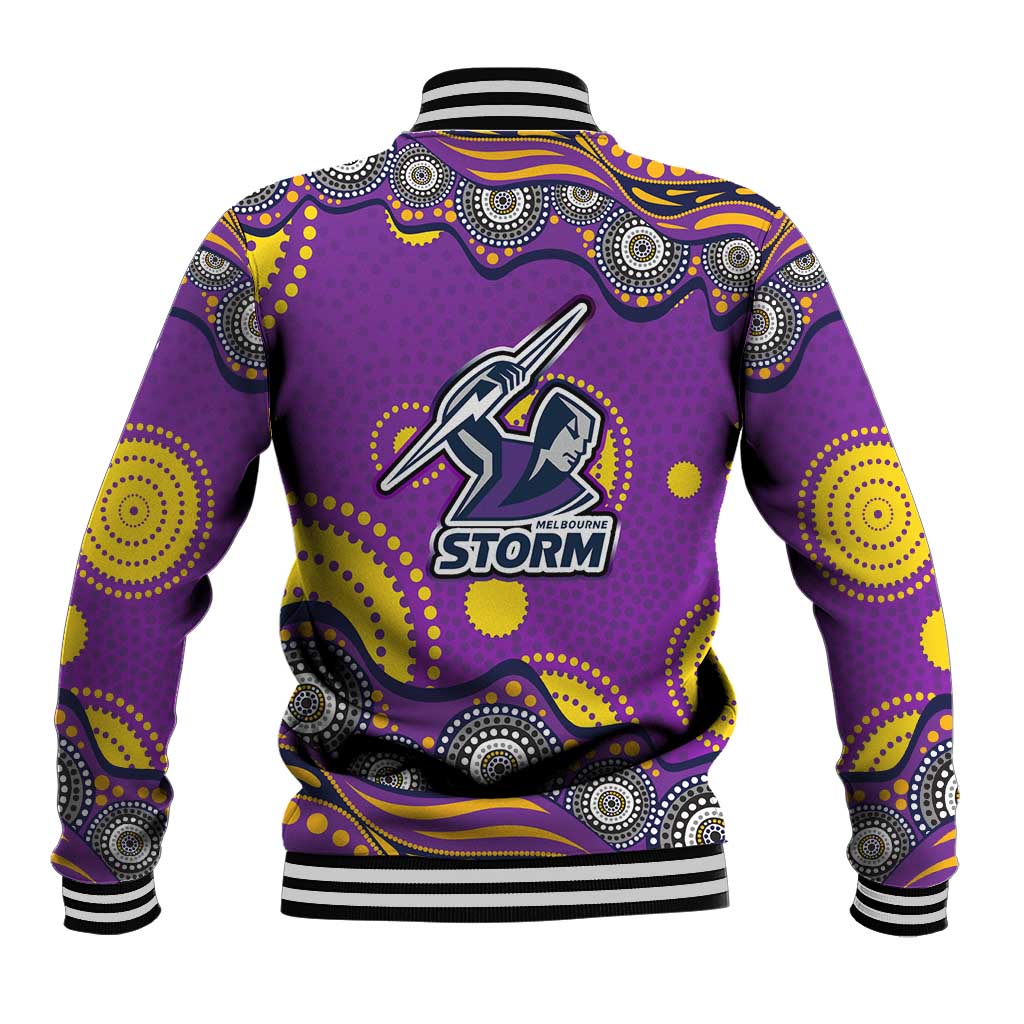 Melbourne Storm Baseball Jacket Aboriginal Dot Pattern - Rugby Mascot Heritage Pride