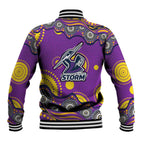 Melbourne Storm Baseball Jacket Aboriginal Dot Pattern - Rugby Mascot Heritage Pride