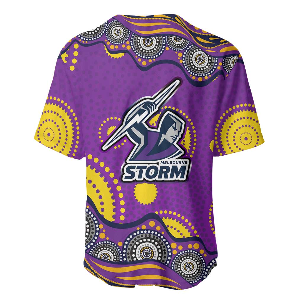 Melbourne Storm Baseball Jersey Aboriginal Dot Pattern - Rugby Mascot Heritage Pride