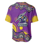 Melbourne Storm Baseball Jersey Aboriginal Dot Pattern - Rugby Mascot Heritage Pride