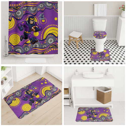 Melbourne Storm Bathroom Set Aboriginal Dot Pattern - Rugby Mascot Heritage Pride