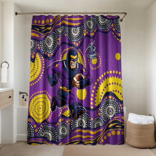 Melbourne Storm Bathroom Set Aboriginal Dot Pattern - Rugby Mascot Heritage Pride