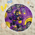 Melbourne Storm Beach Blanket Aboriginal Dot Pattern - Rugby Mascot Heritage Pride