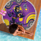 Melbourne Storm Beach Blanket Aboriginal Dot Pattern - Rugby Mascot Heritage Pride