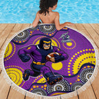 Melbourne Storm Beach Blanket Aboriginal Dot Pattern - Rugby Mascot Heritage Pride
