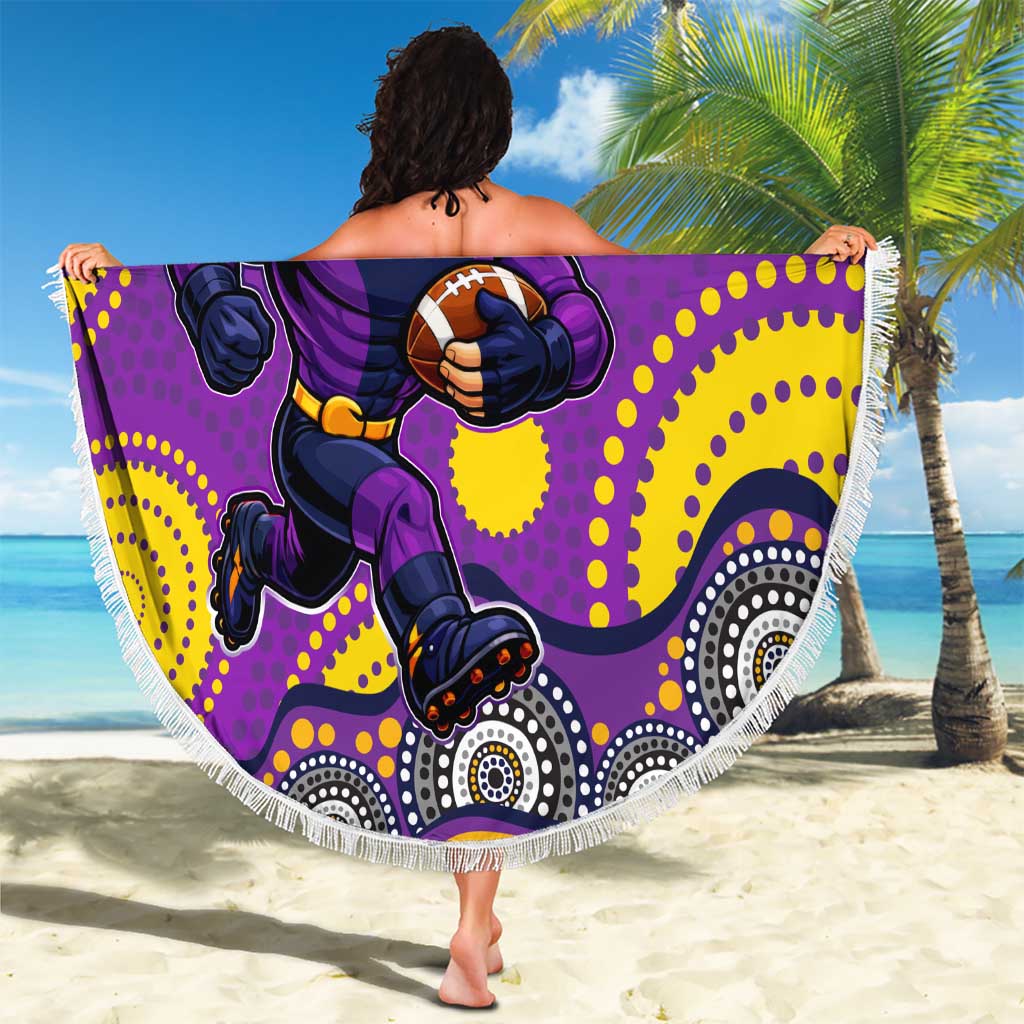 Melbourne Storm Beach Blanket Aboriginal Dot Pattern - Rugby Mascot Heritage Pride