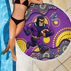 Melbourne Storm Beach Blanket Aboriginal Dot Pattern - Rugby Mascot Heritage Pride