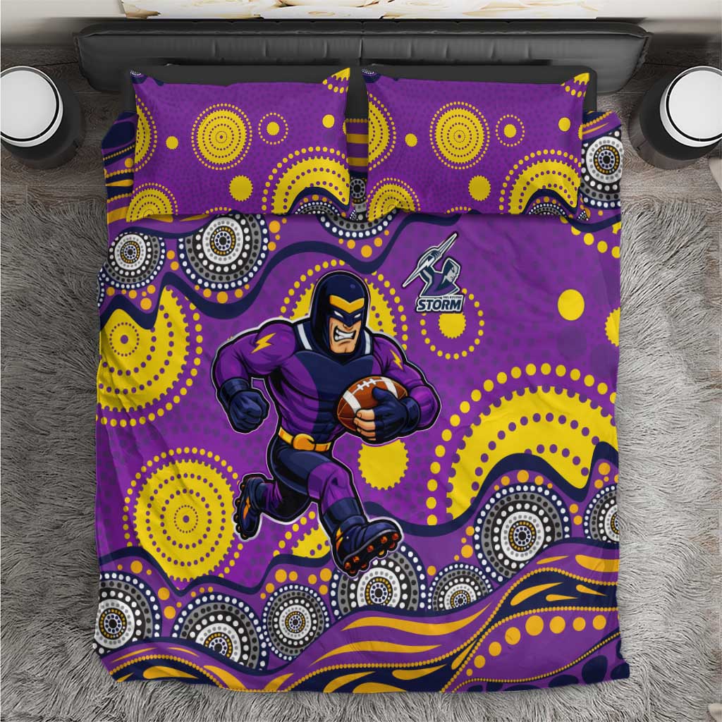 Melbourne Storm Bedding Set Aboriginal Dot Pattern - Rugby Mascot Heritage Pride