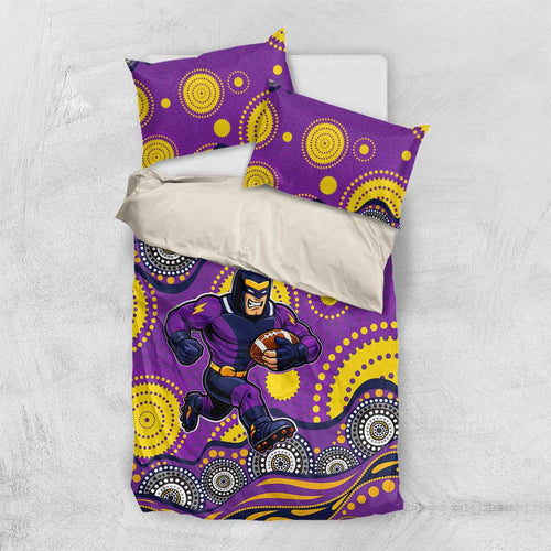 Melbourne Storm Bedding Set Aboriginal Dot Pattern - Rugby Mascot Heritage Pride