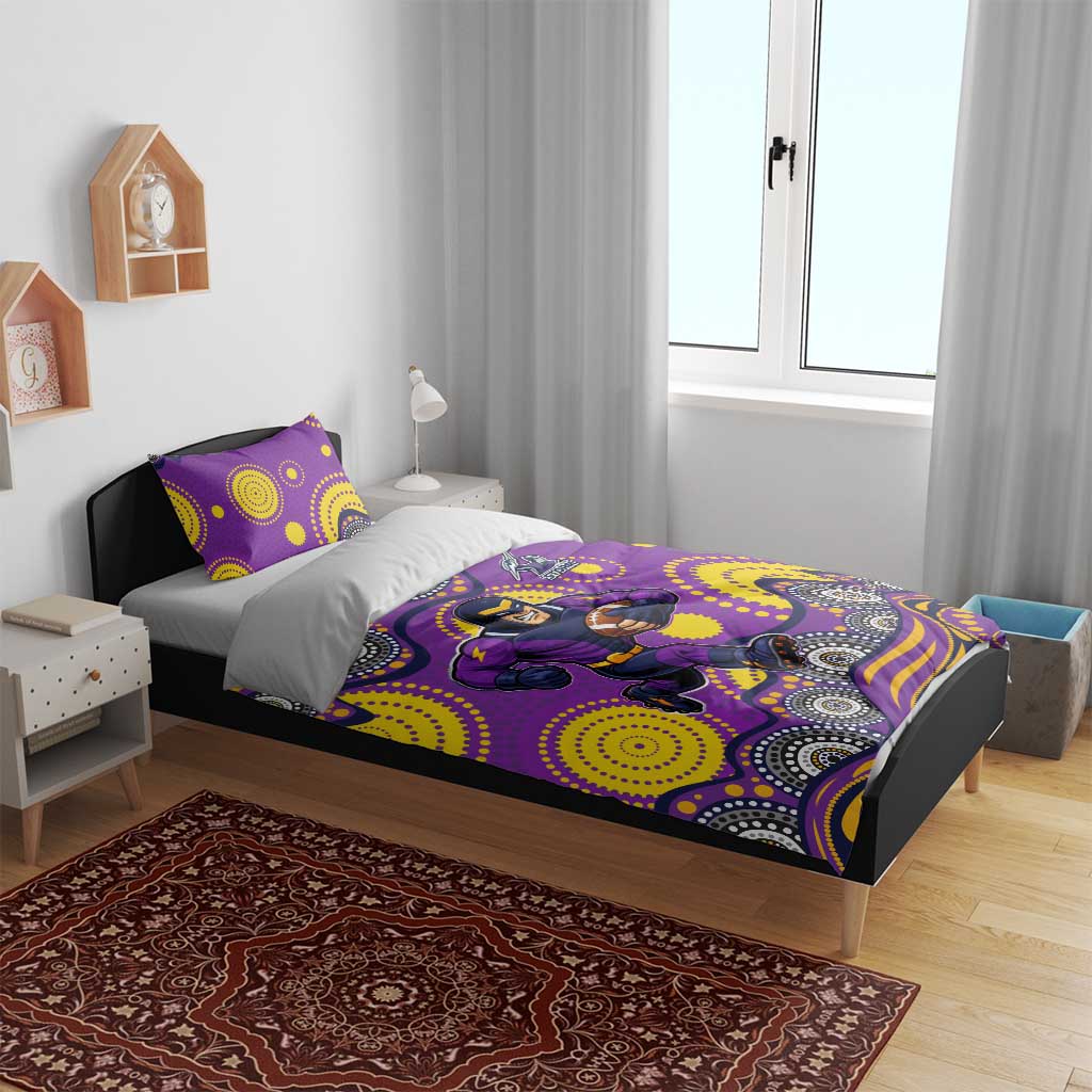Melbourne Storm Bedding Set Aboriginal Dot Pattern - Rugby Mascot Heritage Pride