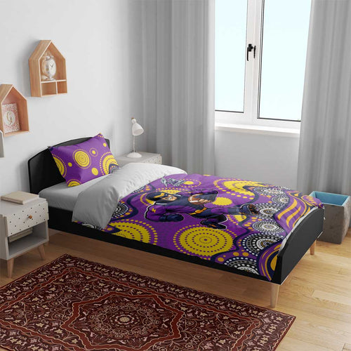 Melbourne Storm Bedding Set Aboriginal Dot Pattern - Rugby Mascot Heritage Pride