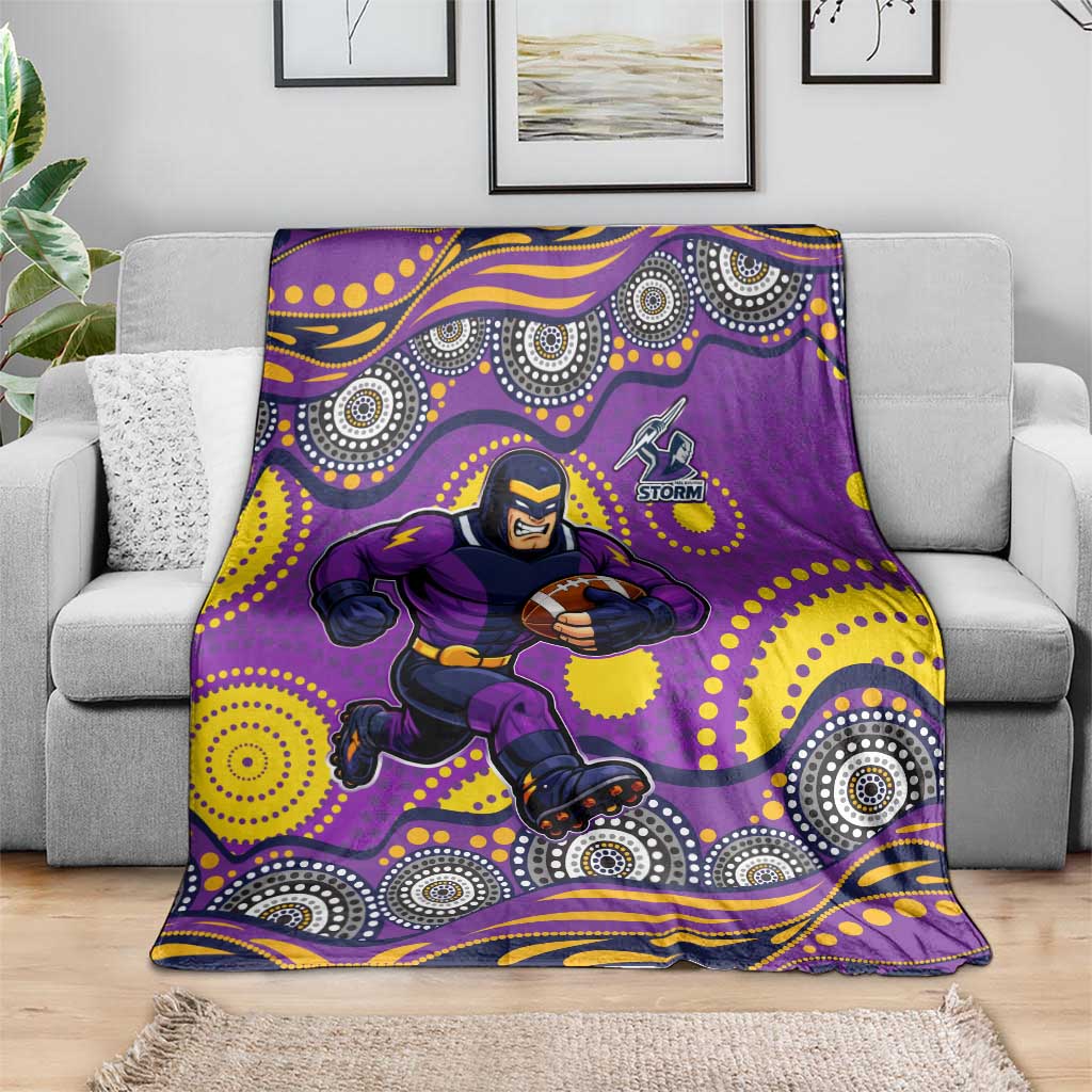 Melbourne Storm Blanket Aboriginal Dot Pattern - Rugby Mascot Heritage Pride