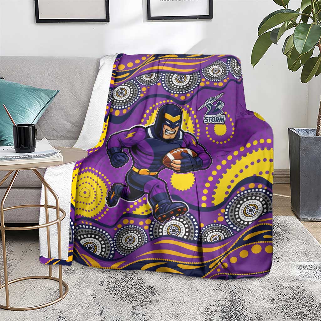 Melbourne Storm Blanket Aboriginal Dot Pattern - Rugby Mascot Heritage Pride