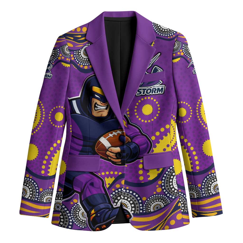 Melbourne Storm Blazer Aboriginal Dot Pattern - Rugby Mascot Heritage Pride