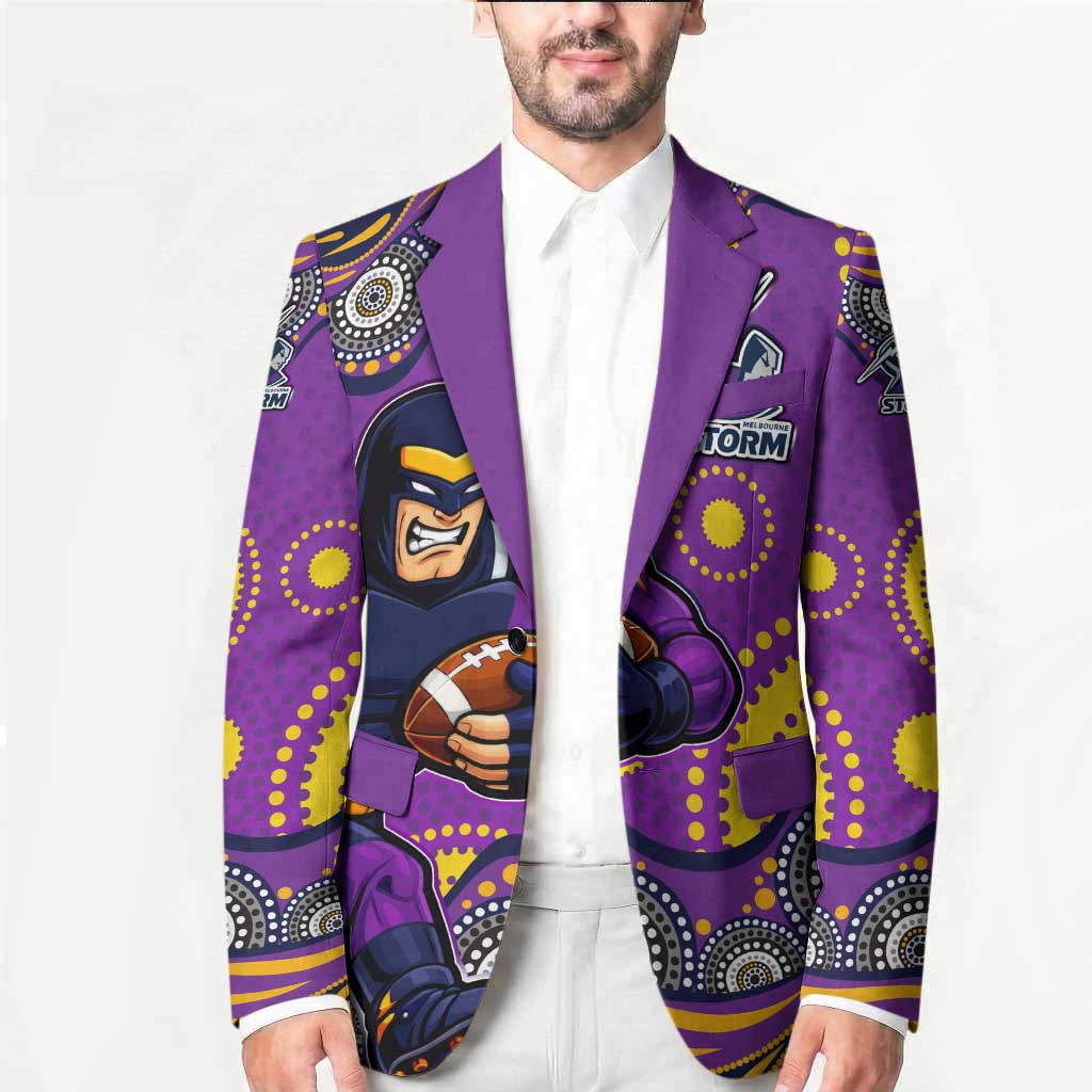 Melbourne Storm Blazer Aboriginal Dot Pattern - Rugby Mascot Heritage Pride