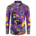 Melbourne Storm Button Sweatshirt Aboriginal Dot Pattern - Rugby Mascot Heritage Pride