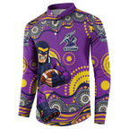 Melbourne Storm Button Sweatshirt Aboriginal Dot Pattern - Rugby Mascot Heritage Pride
