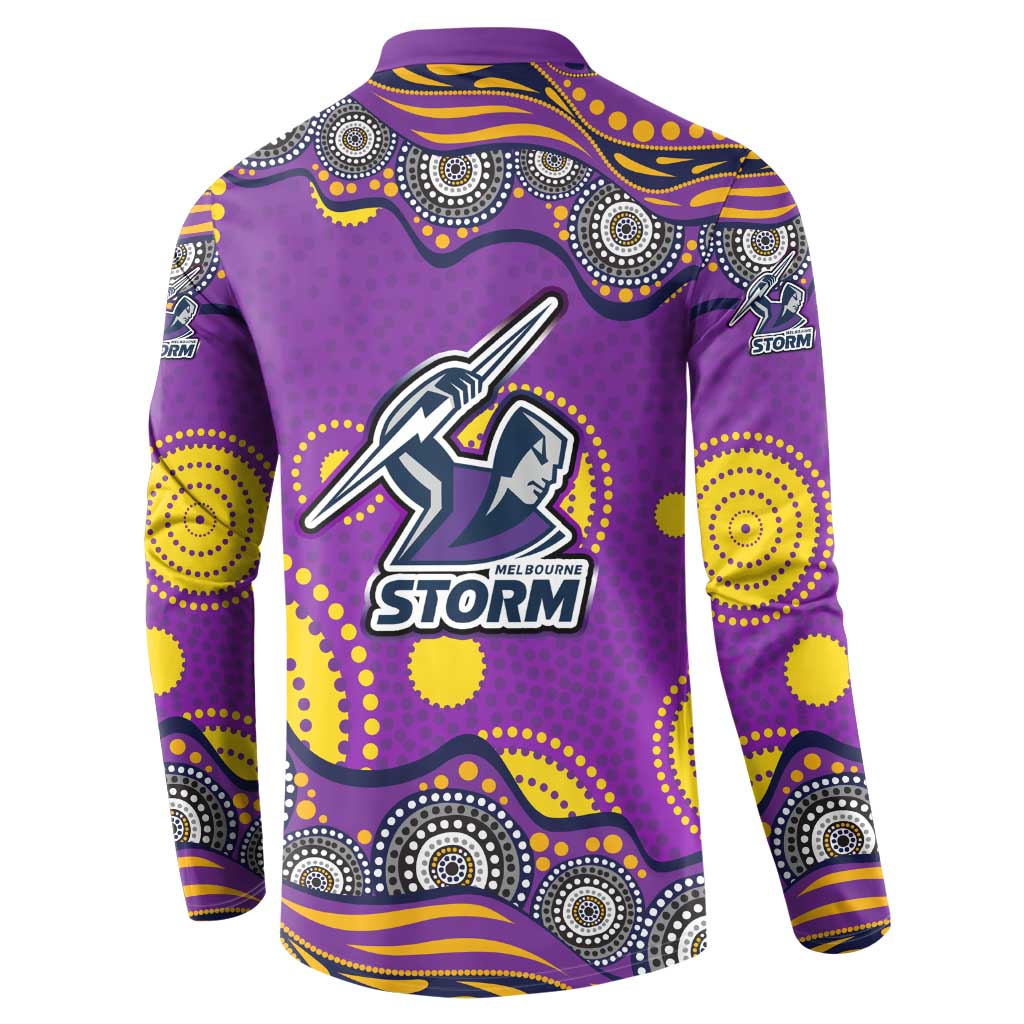 Melbourne Storm Button Sweatshirt Aboriginal Dot Pattern - Rugby Mascot Heritage Pride
