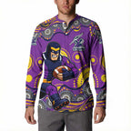 Melbourne Storm Button Sweatshirt Aboriginal Dot Pattern - Rugby Mascot Heritage Pride