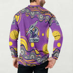 Melbourne Storm Button Sweatshirt Aboriginal Dot Pattern - Rugby Mascot Heritage Pride