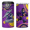 Melbourne Storm 4 in 1 Can Cooler Tumbler Aboriginal Dot Pattern - Rugby Mascot Heritage Pride