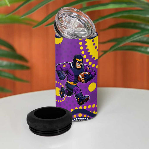 Melbourne Storm 4 in 1 Can Cooler Tumbler Aboriginal Dot Pattern - Rugby Mascot Heritage Pride