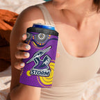 Melbourne Storm 4 in 1 Can Cooler Tumbler Aboriginal Dot Pattern - Rugby Mascot Heritage Pride