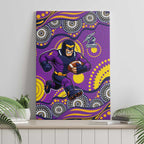 Melbourne Storm Canvas Wall Art Aboriginal Dot Pattern - Rugby Mascot Heritage Pride