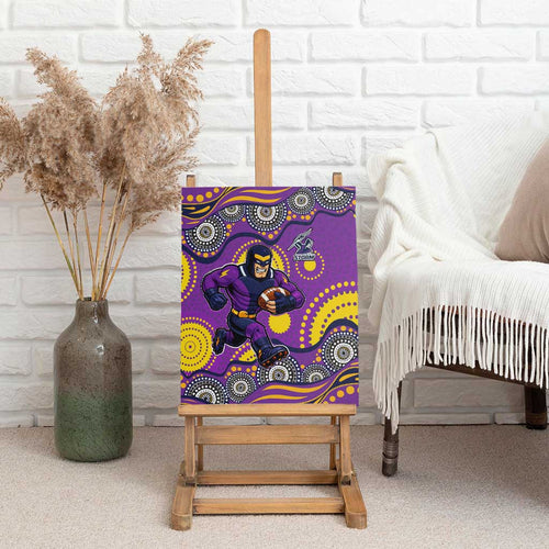 Melbourne Storm Canvas Wall Art Aboriginal Dot Pattern - Rugby Mascot Heritage Pride