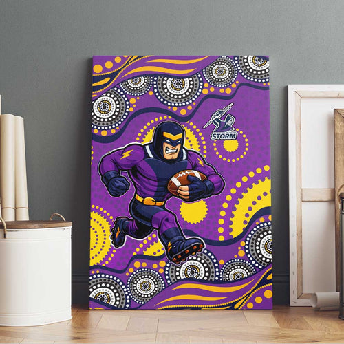 Melbourne Storm Canvas Wall Art Aboriginal Dot Pattern - Rugby Mascot Heritage Pride