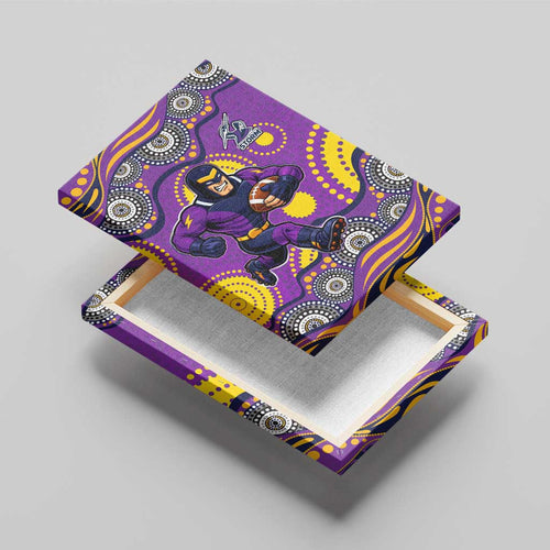 Melbourne Storm Canvas Wall Art Aboriginal Dot Pattern - Rugby Mascot Heritage Pride