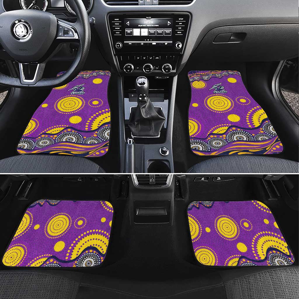 Melbourne Storm Car Mats Aboriginal Dot Pattern - Rugby Mascot Heritage Pride