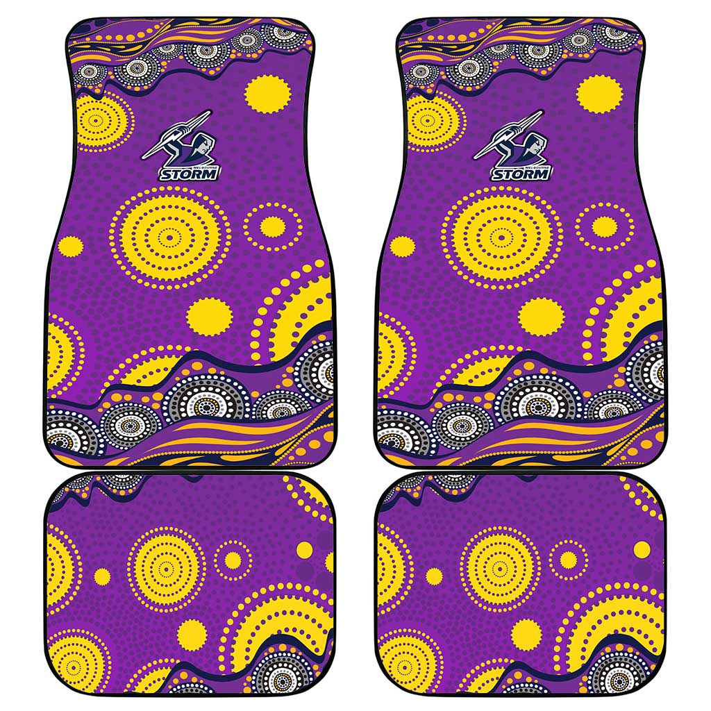 Melbourne Storm Car Mats Aboriginal Dot Pattern - Rugby Mascot Heritage Pride