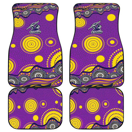 Melbourne Storm Car Mats Aboriginal Dot Pattern - Rugby Mascot Heritage Pride