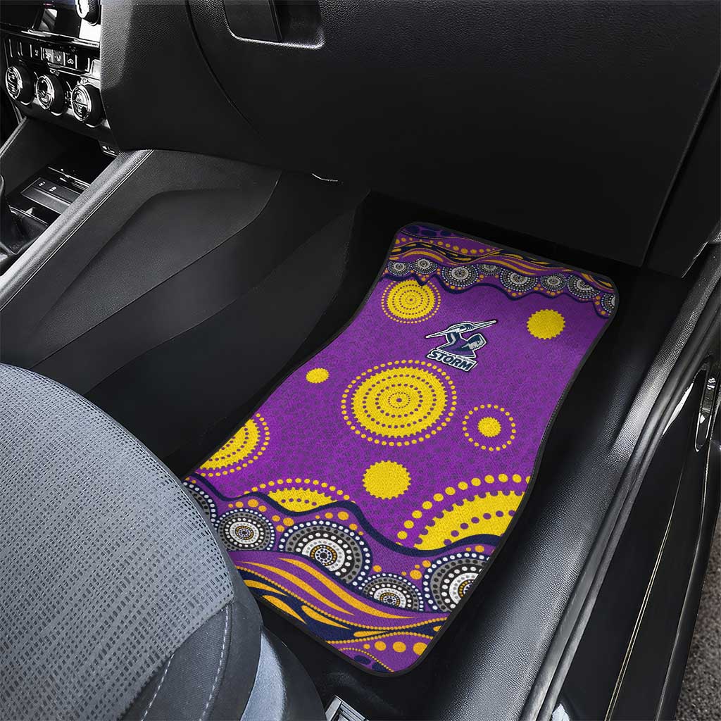 Melbourne Storm Car Mats Aboriginal Dot Pattern - Rugby Mascot Heritage Pride