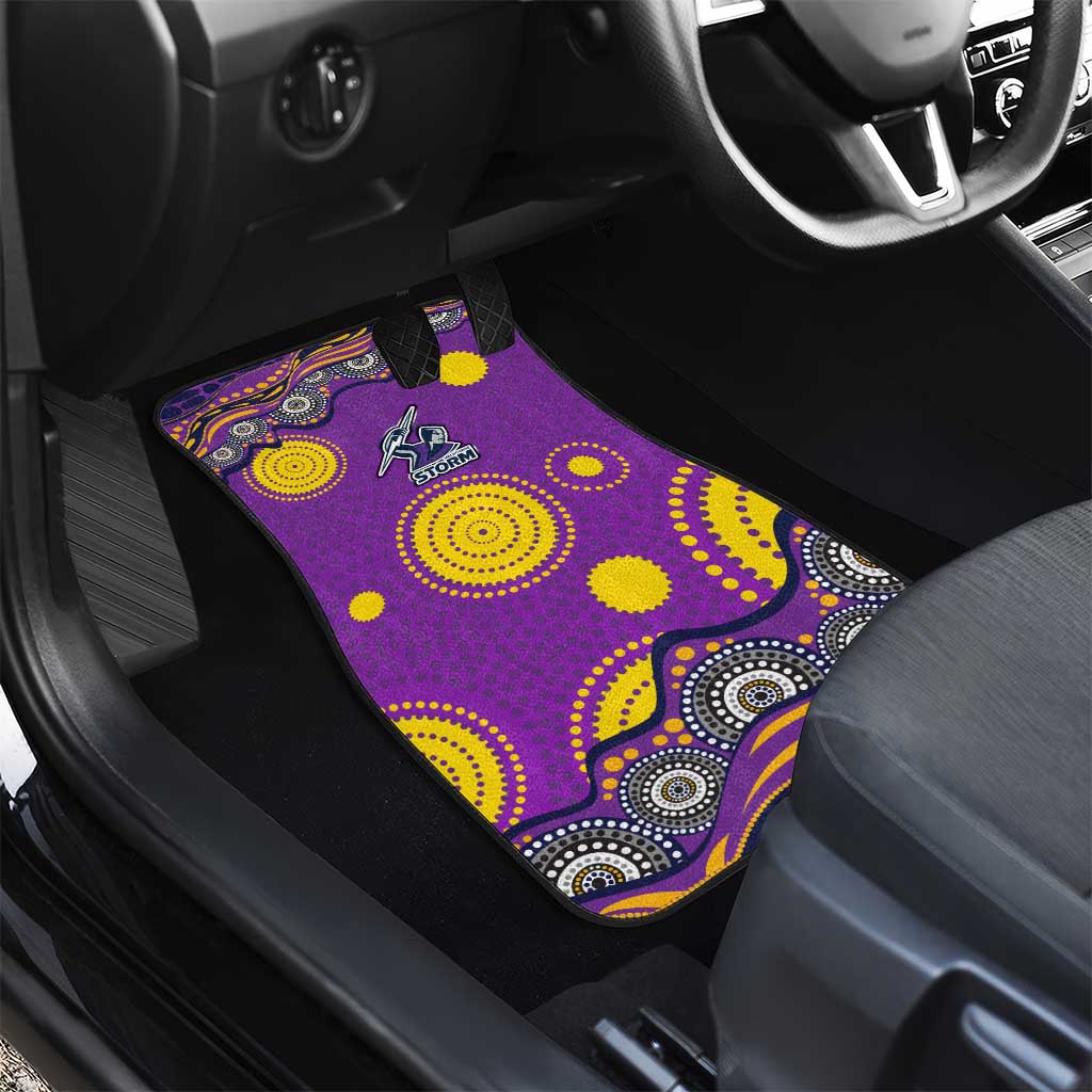 Melbourne Storm Car Mats Aboriginal Dot Pattern - Rugby Mascot Heritage Pride