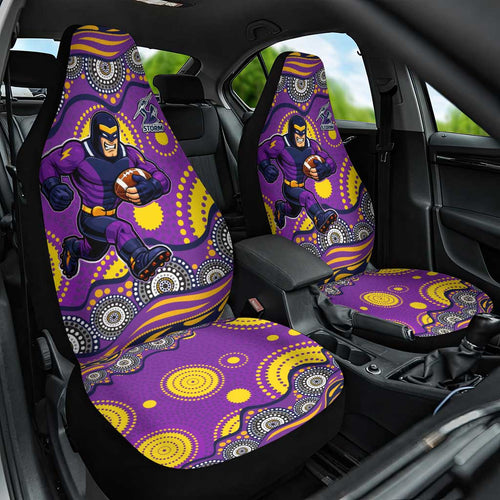 Melbourne Storm Car Seat Cover Aboriginal Dot Pattern - Rugby Mascot Heritage Pride