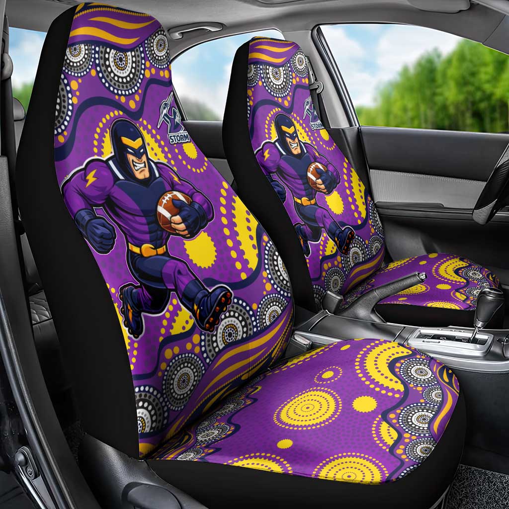 Melbourne Storm Car Seat Cover Aboriginal Dot Pattern - Rugby Mascot Heritage Pride