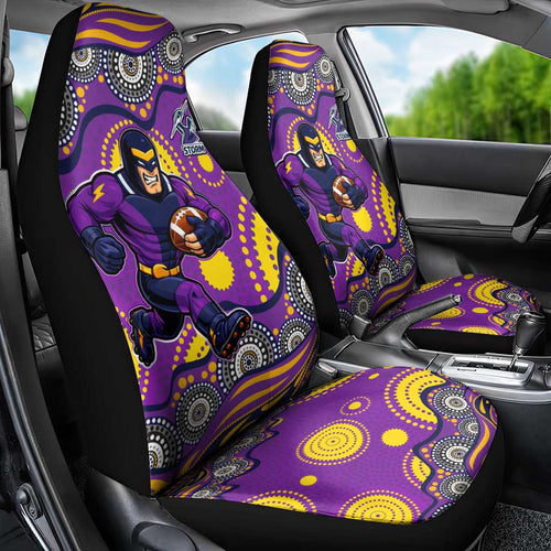 Melbourne Storm Car Seat Cover Aboriginal Dot Pattern - Rugby Mascot Heritage Pride