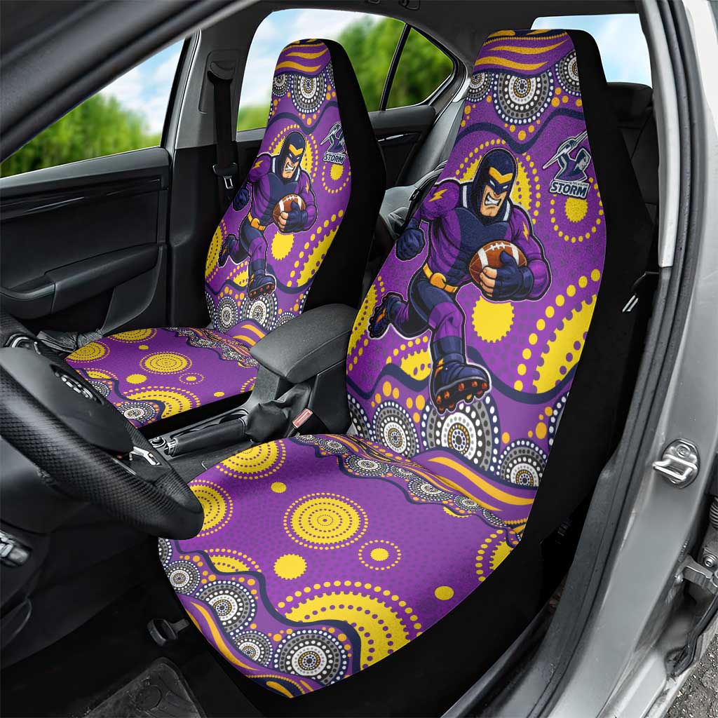Melbourne Storm Car Seat Cover Aboriginal Dot Pattern - Rugby Mascot Heritage Pride