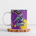Melbourne Storm Ceramic Mug Aboriginal Dot Pattern - Rugby Mascot Heritage Pride