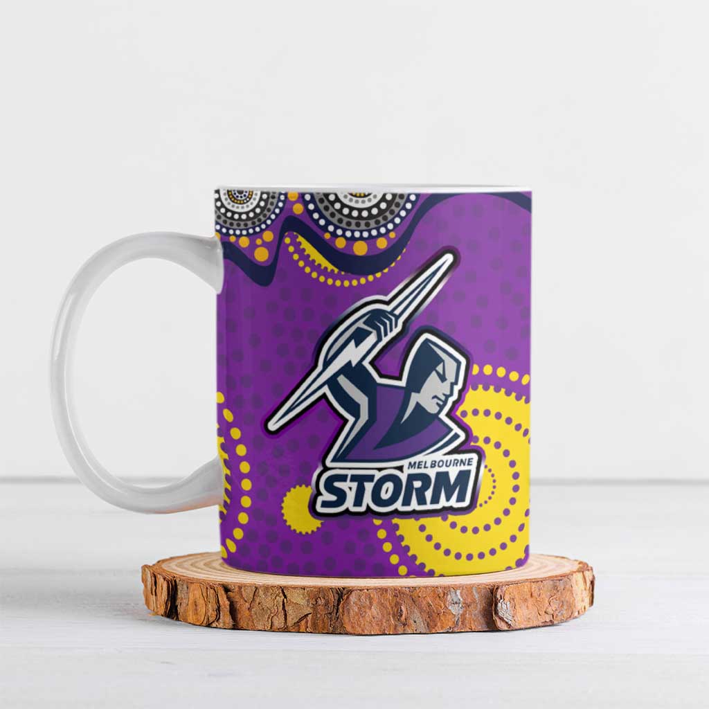 Melbourne Storm Ceramic Mug Aboriginal Dot Pattern - Rugby Mascot Heritage Pride