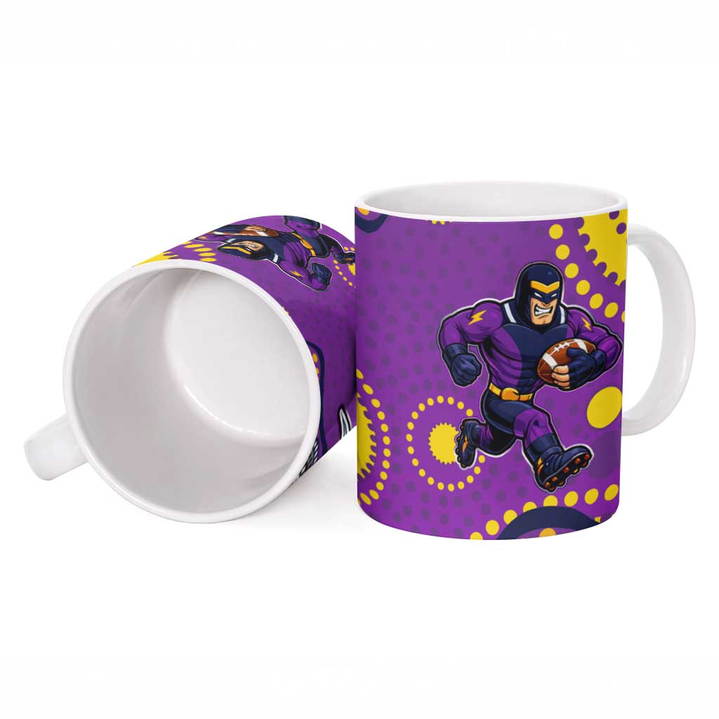 Melbourne Storm Ceramic Mug Aboriginal Dot Pattern - Rugby Mascot Heritage Pride